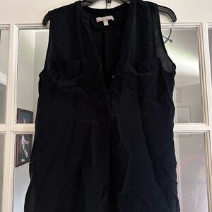 Banana Republic Black Ruffled Sleeveless Blouse